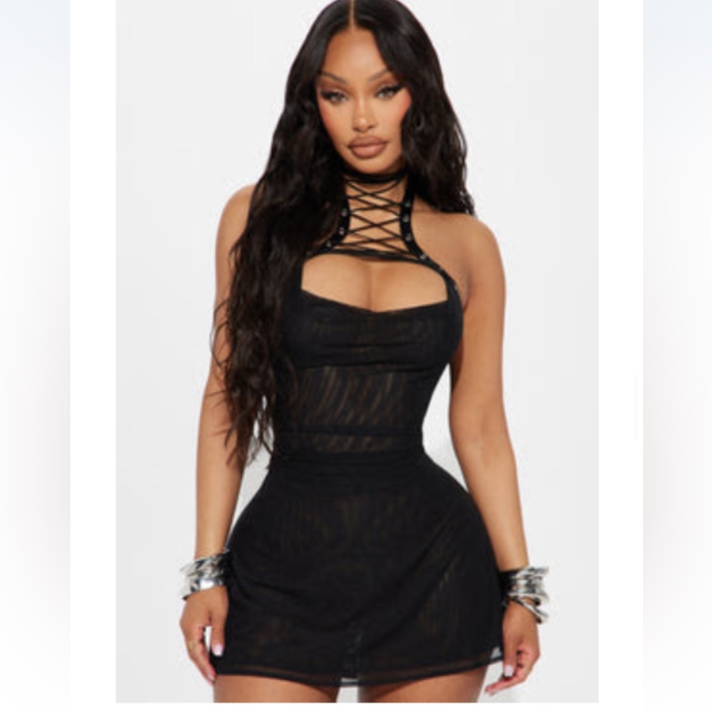 Fashion Nova Black Strappy mini dress